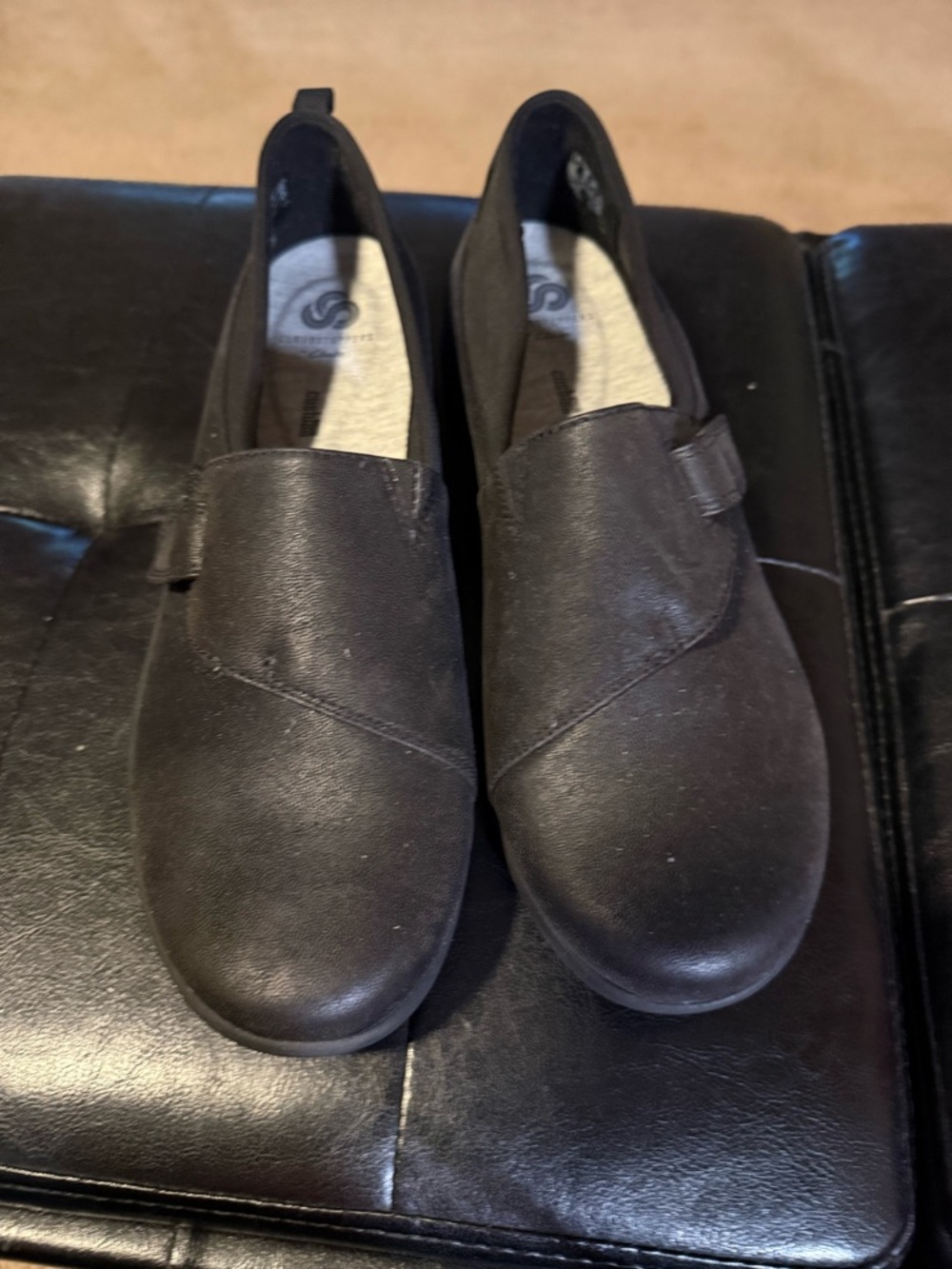 Cloudsteppers by Clarks Black Slip-On Flats